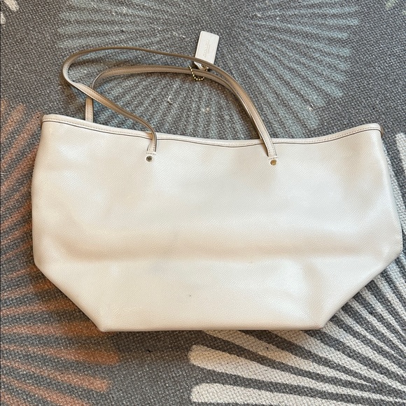 LEATHER TOTE IN CHALK  WHITE - Picture 2 of 11